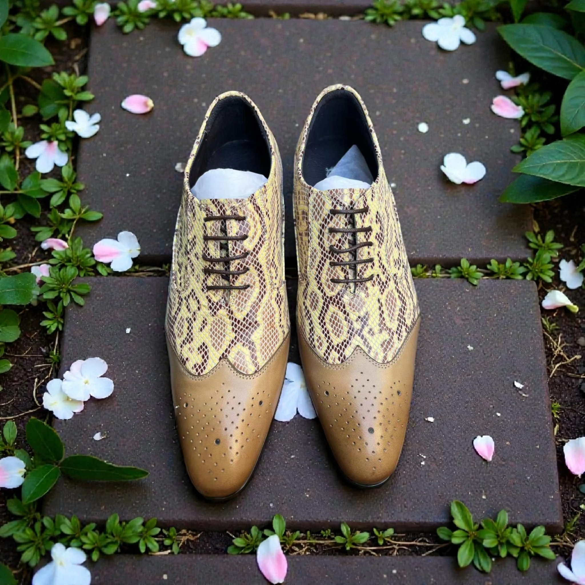 Premium Python-Pattern Oxford Shoes