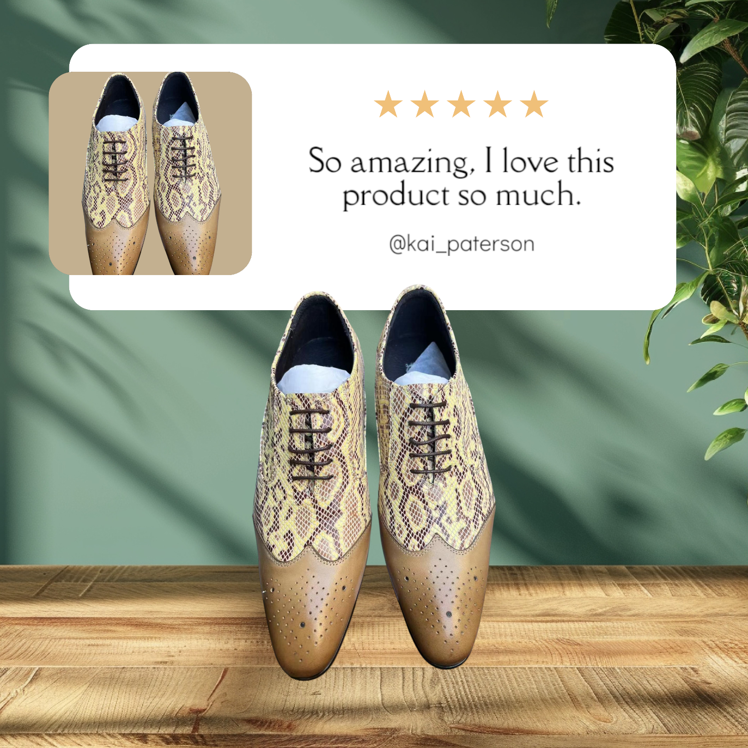 Premium Python-Pattern Oxford Shoes