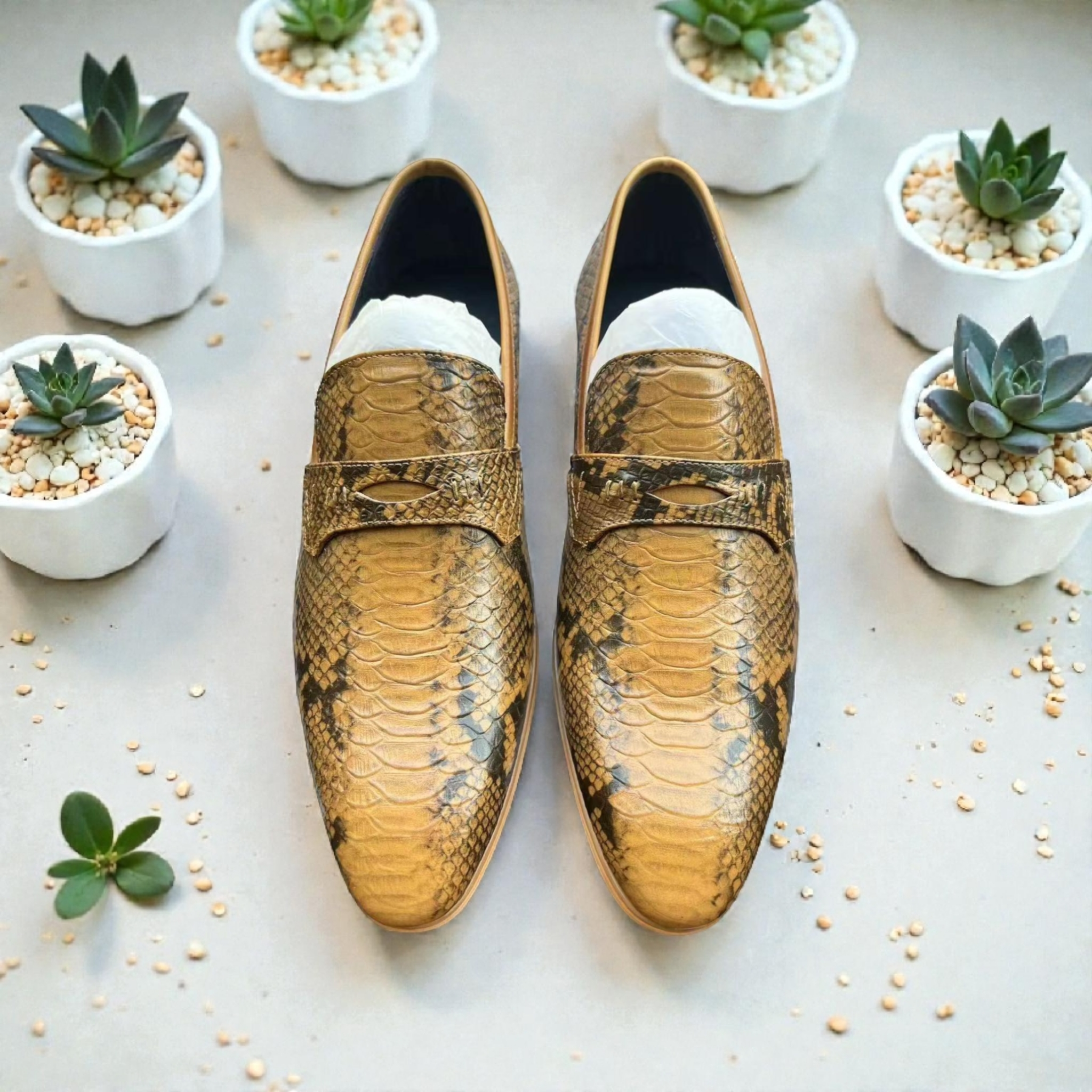 Men’s Premium Golden Python Loafers